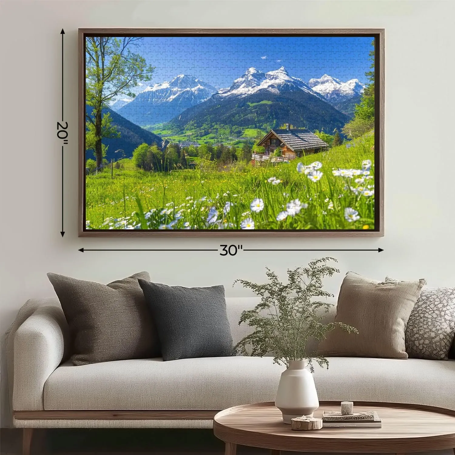 Wooden Jigsaw Puzzles for Adults 1000 Pieces Alpine Scenery Mountain Chalet Summer Fun and Challenging Board Puzzles Large Educational Game Kids Toys Gift Home Decor