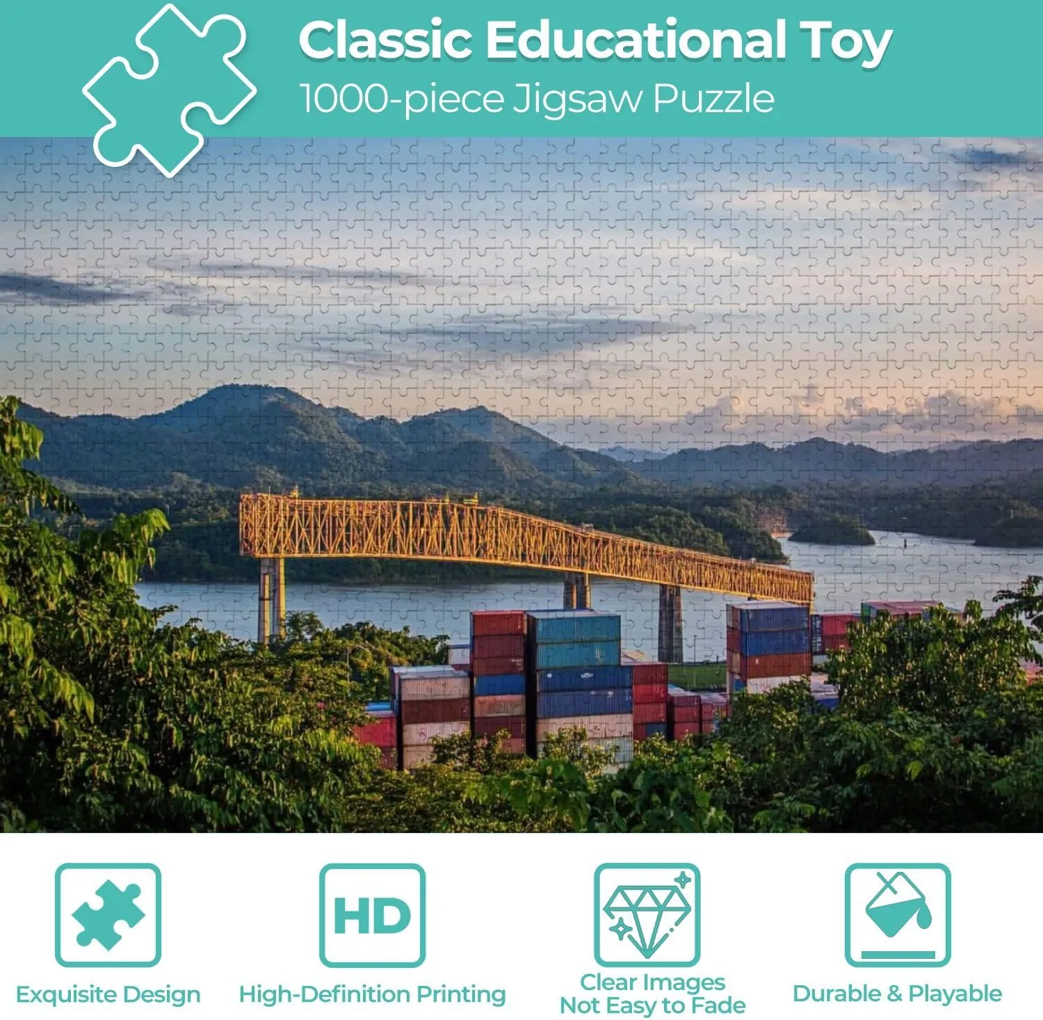 Wooden Jigsaw Puzzles for Adults 1000 Pieces Canal Waterway Pictures Royalty Photos Fun and Challenging Board Puzzles Large Educational Game Kids Toys Gift Home Decor