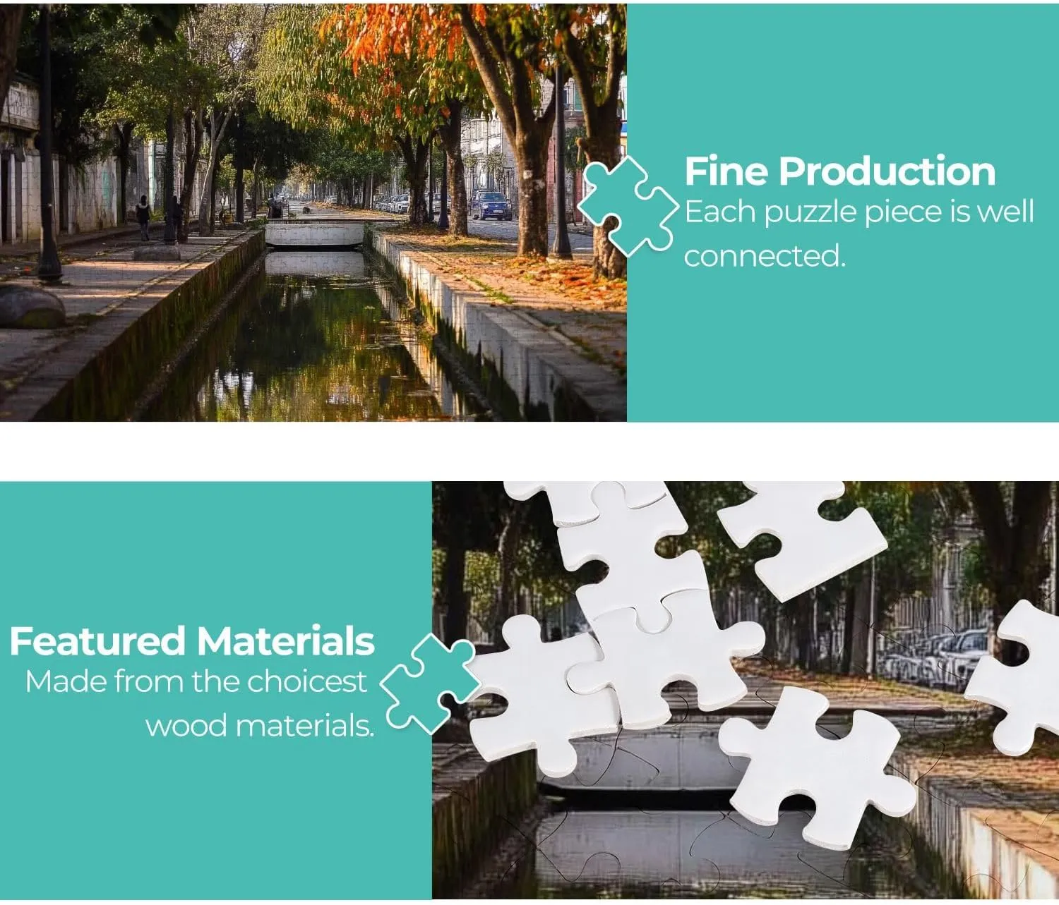 Wooden Jigsaw Puzzles for Adults 1000 Pieces City Brazil Urban Waterway Number Bridges Trees City Perspective Fun and Challenging Board Puzzles Large Educational Game Kids Toys Gift Home Decor
