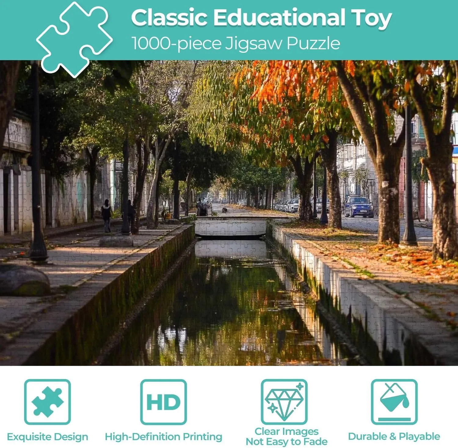 Wooden Jigsaw Puzzles for Adults 1000 Pieces City Brazil Urban Waterway Number Bridges Trees City Perspective Fun and Challenging Board Puzzles Large Educational Game Kids Toys Gift Home Decor