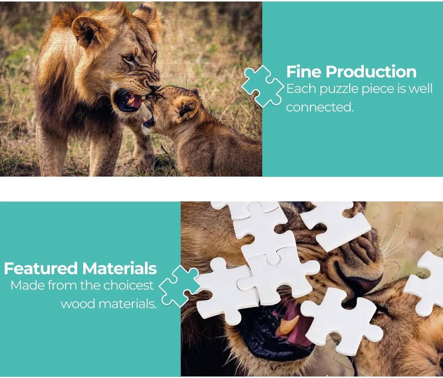 Wooden Jigsaw Puzzles for Adults 1000 Pieces Lion Lioness Animals Savanna Grassland Wilderness Maasai Mara National Fun and Challenging Board Puzzles Large Educational Game Kids Toys Gift Home Decor
