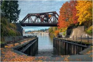 Wooden Jigsaw Puzzles for Adults 1000 Pieces Raised Bridge Waterway Fun and Challenging Board Puzzles Large Educational Game Kids Toys Gift Home Decor