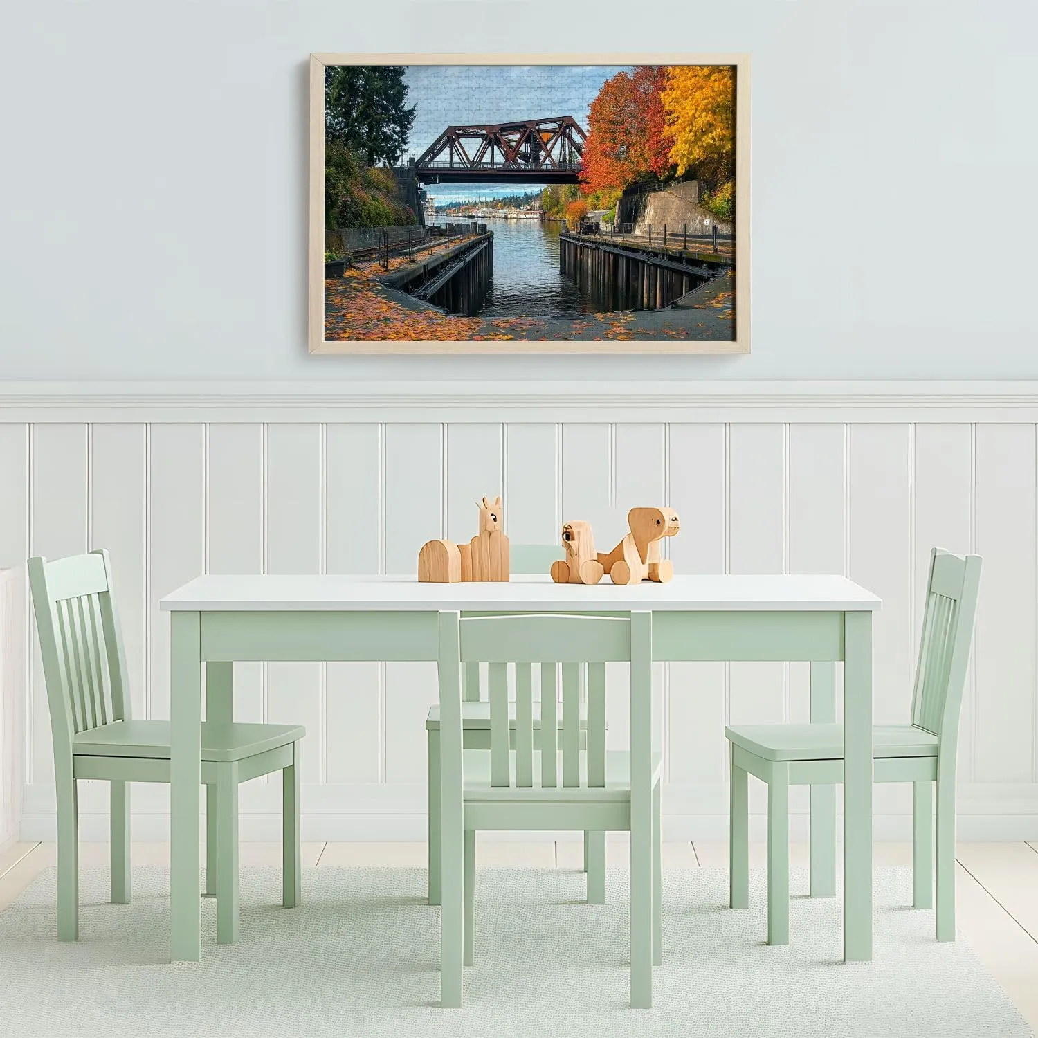 Wooden Jigsaw Puzzles for Adults 1000 Pieces Raised Bridge Waterway Fun and Challenging Board Puzzles Large Educational Game Kids Toys Gift Home Decor