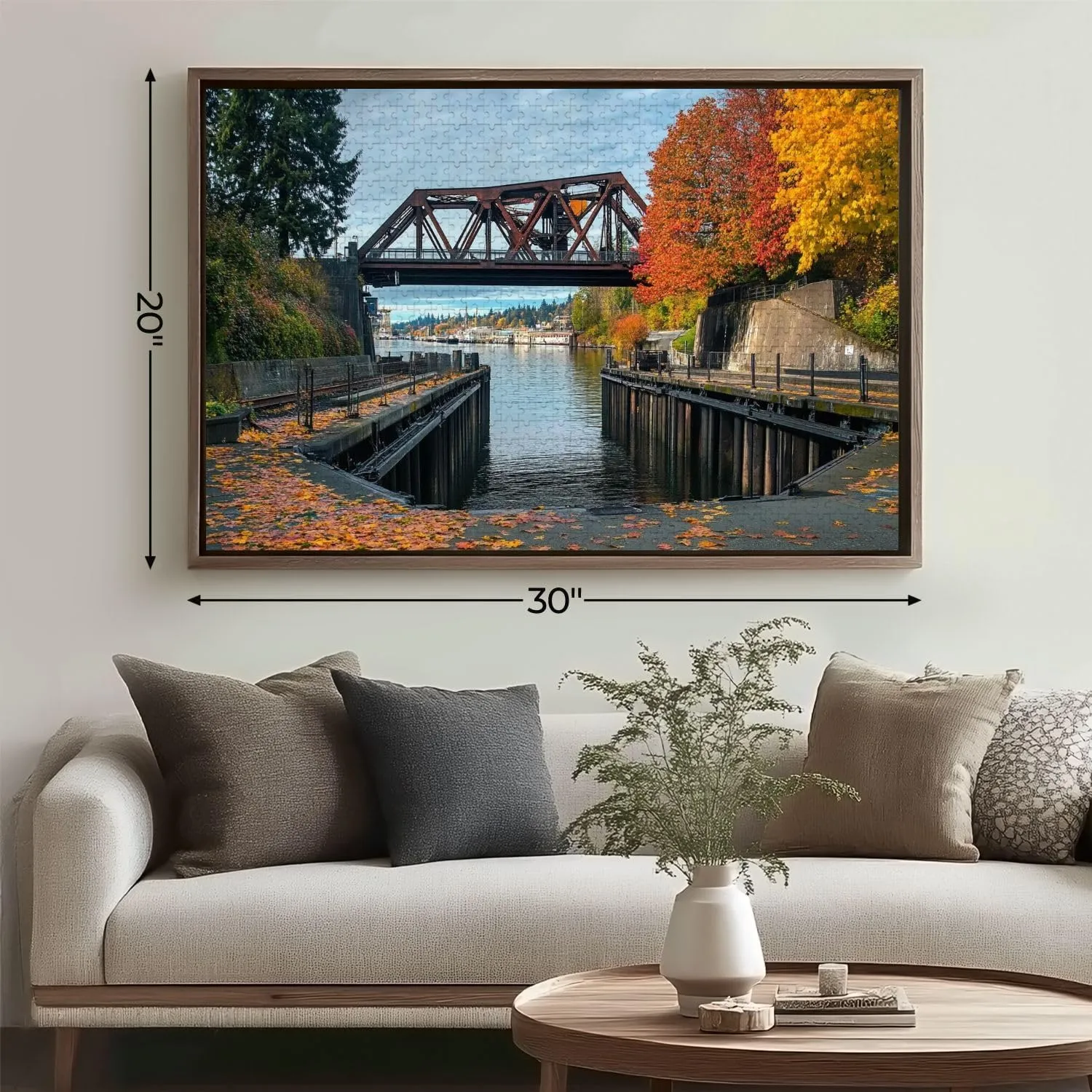 Wooden Jigsaw Puzzles for Adults 1000 Pieces Raised Bridge Waterway Fun and Challenging Board Puzzles Large Educational Game Kids Toys Gift Home Decor