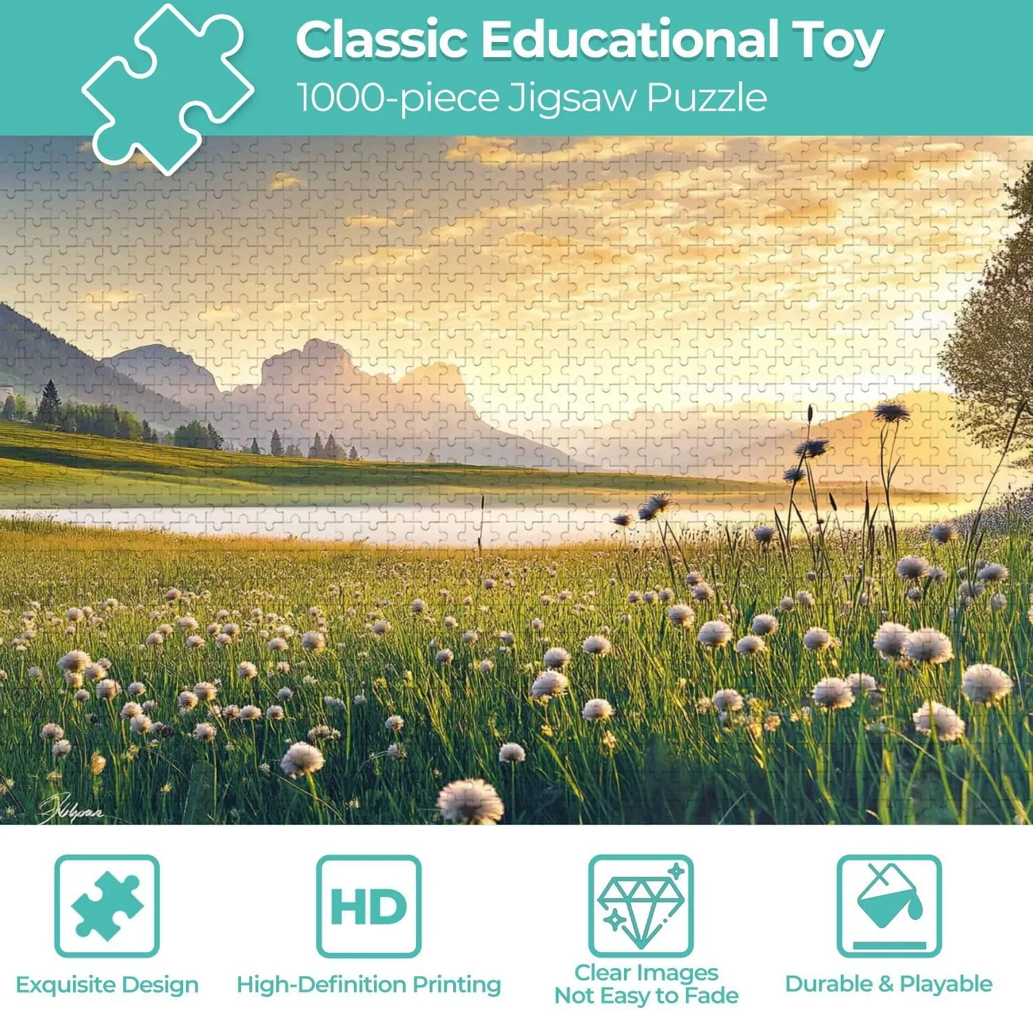 Wooden Jigsaw Puzzles for Adults 1000 Pieces View Seiser Alpe di Siusi Italian Biggest Alpine Meadows Dolomites Fun and Challenging Board Puzzles Large Educational Game Kids Toys Gift Home Decor