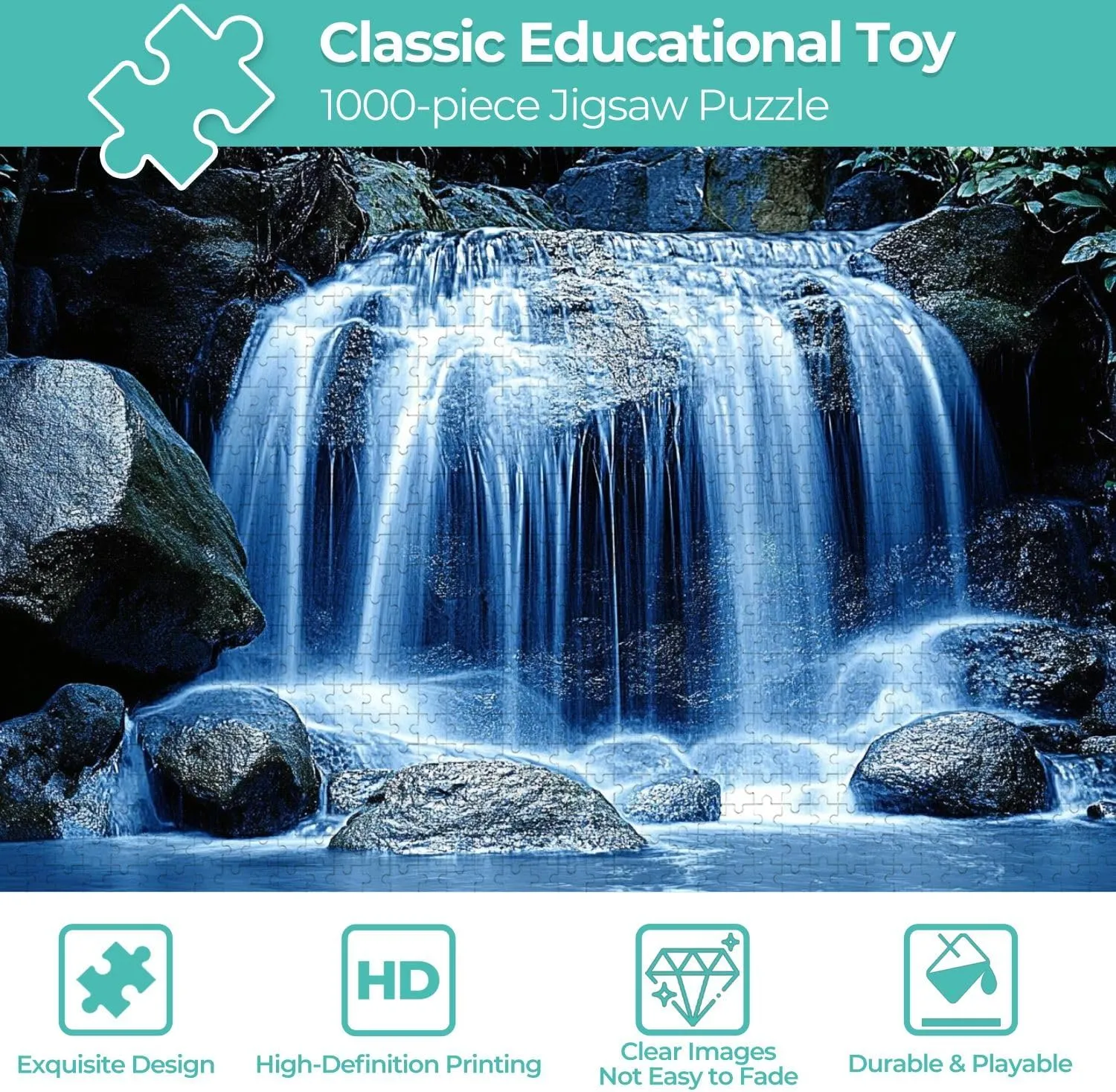 Wooden Jigsaw Puzzles for Adults 1000 Pieces Waterfall Fun and Challenging Board Puzzles Large Educational Game Kids Toys Gift Home Decor