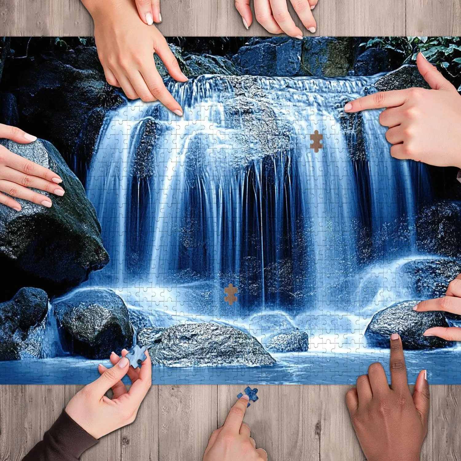 Wooden Jigsaw Puzzles for Adults 1000 Pieces Waterfall Fun and Challenging Board Puzzles Large Educational Game Kids Toys Gift Home Decor