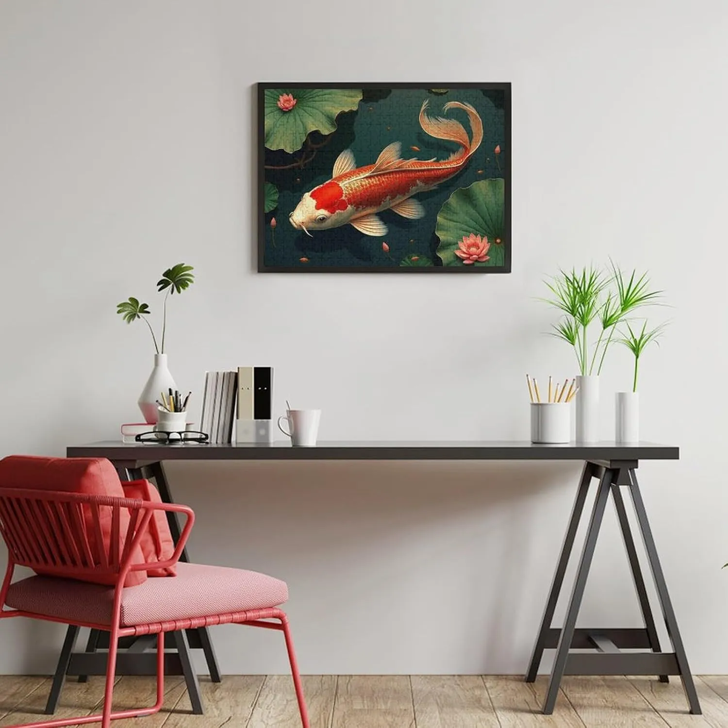 Wooden Jigsaw Puzzles, Lotus Koi Fish Puzzles for Adults 500 Pieces, Challenge Puzzles，Educational Games，Family Puzzles，Funny Puzzles，Wooden Jigsaw Puzzles ，Unique Gifts