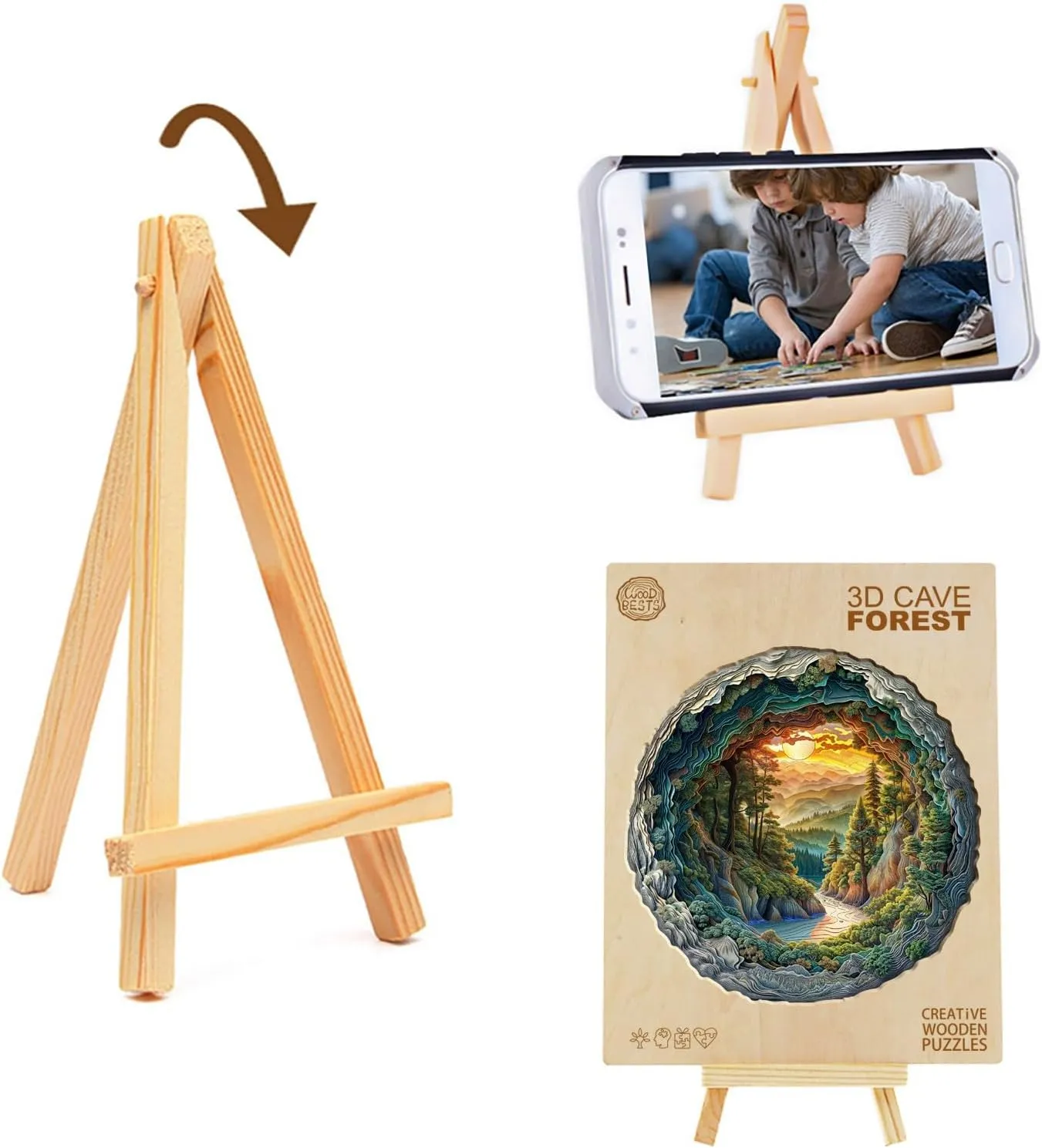 Wooden Puzzle for Adults-3D Vision Effect Cave Forest Wooden Puzzle Unique Shape Advanced Wooden Jigsaw Puzzle for Adult, Wood Puzzles,Challenge Wooden Jigsaw Puzzle (8.5 * 8.4in-100pcs)