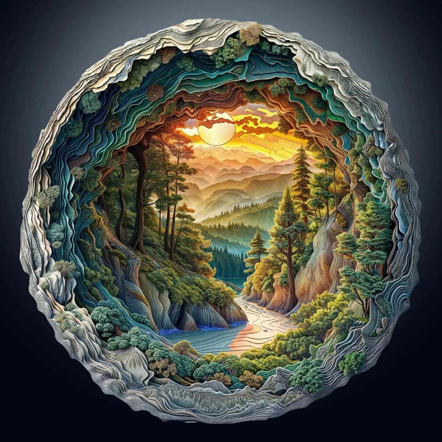 Wooden Puzzle for Adults-3D Vision Effect Cave Forest Wooden Puzzle Unique Shape Advanced Wooden Jigsaw Puzzle for Adult, Wood Puzzles,Challenge Wooden Jigsaw Puzzle (8.5 * 8.4in-100pcs)