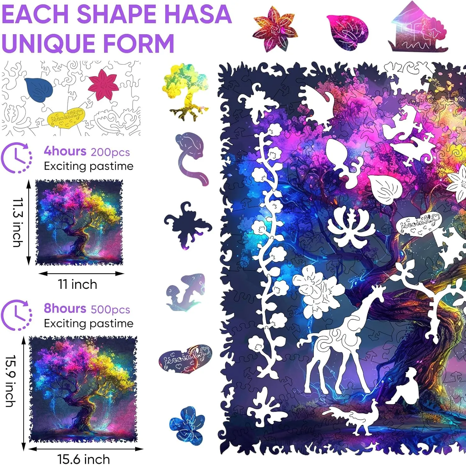 Wooden Puzzle for Adults, Hard Impossible Tree of Life Puzzles for Adults, Unique Shaped Challenge Puzzle, Beautiful Package, Best Gift Toys for Family Friends, Brain Games Medium 11.2x11.2in