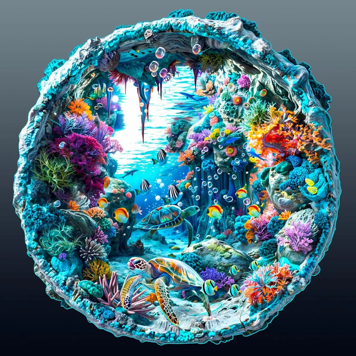 Wooden Puzzle for Adults-Wooden Puzzle Unique Shape Advanced 3D Seabed Wooden Jigsaw Puzzle for Adults and Kids,Best Gift,Wood Puzzles,Challenge Wooden Jigsaw Puzzle (S-8.5 * 8.3in-100pcs)
