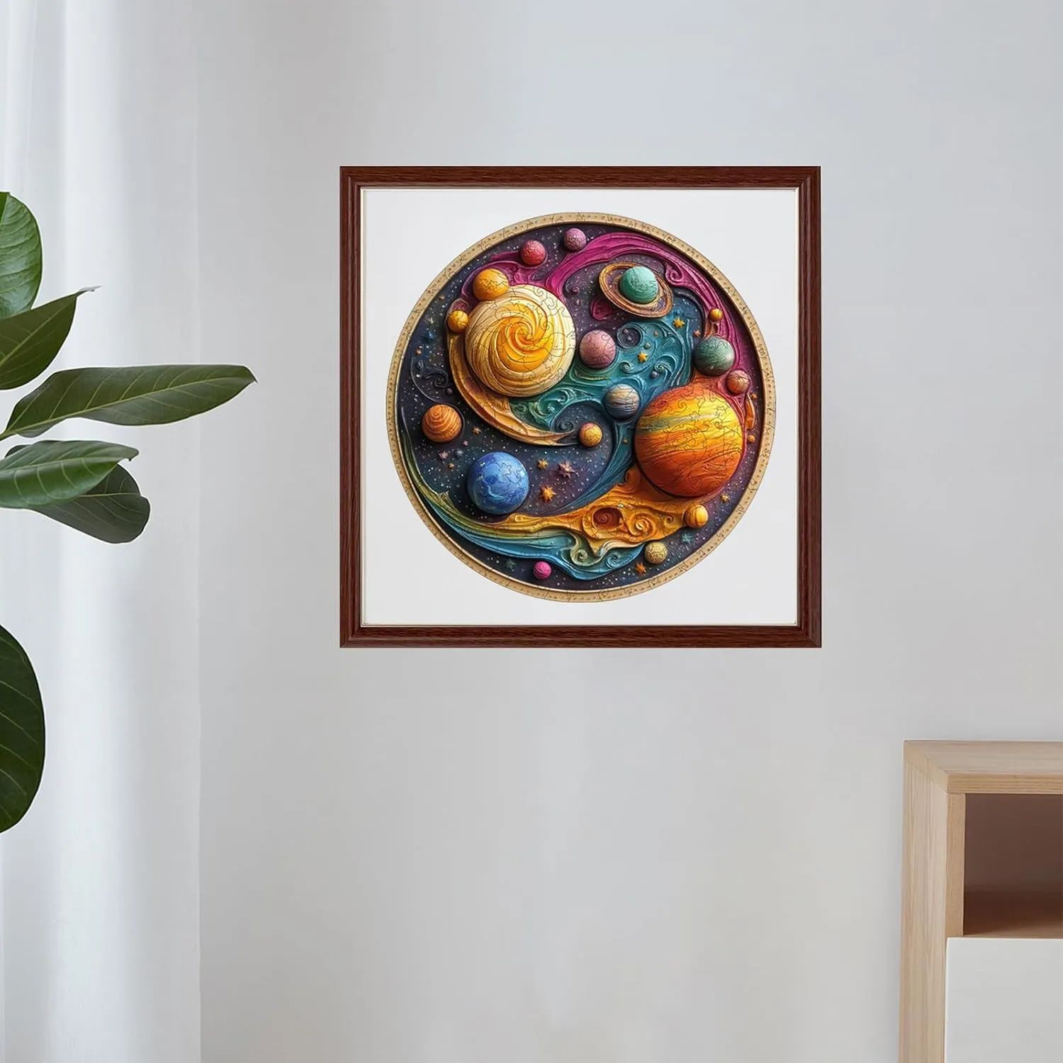 Wooden Puzzles for Adults 500 Piece, Solar System Planet Wooden Jigsaw Puzzles, Royal, Unique Shape Adult Puzzles, Irregular Wood Puzzles Creative Gift for Adults Family Game(16.5 * 16.5 in)
