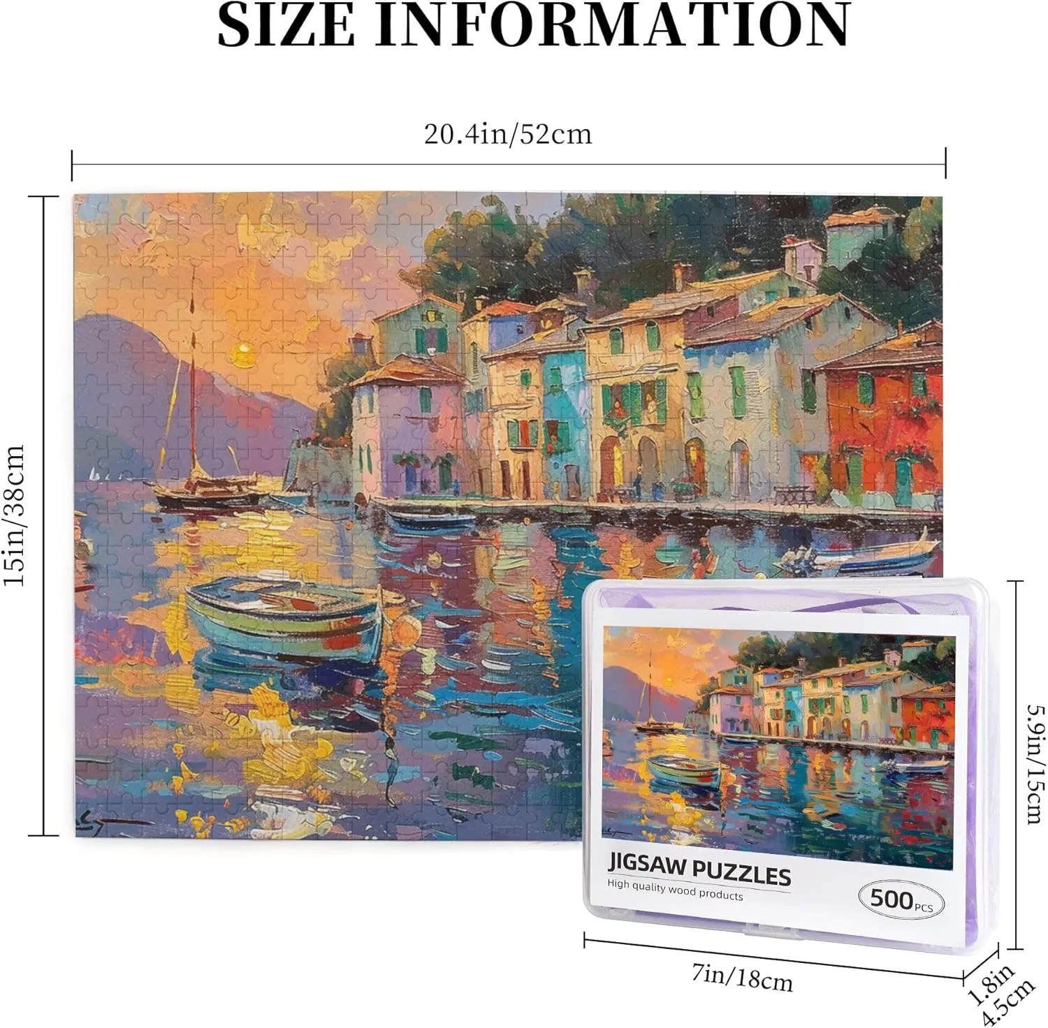 Wooden Puzzles for Adults 500 Pieces Small Fishing Boat,Fun Artwork for Adults,Charm Small Fishing Boat Puzzle,500 Piece Jigsaw Puzzle for Adults Challenging Puzzle Perfect for Game Nights