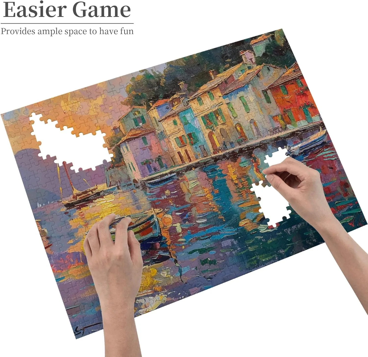 Wooden Puzzles for Adults 500 Pieces Small Fishing Boat,Fun Artwork for Adults,Charm Small Fishing Boat Puzzle,500 Piece Jigsaw Puzzle for Adults Challenging Puzzle Perfect for Game Nights