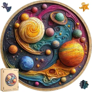 Wooden Puzzles for Adults, Solar System Planet Wooden Jigsaw Puzzles, Unique Shape Adult Puzzles, Irregular Wood Creative Gift for Adults and Kids Family Game(11.1 * 11.2 in-200pcs)