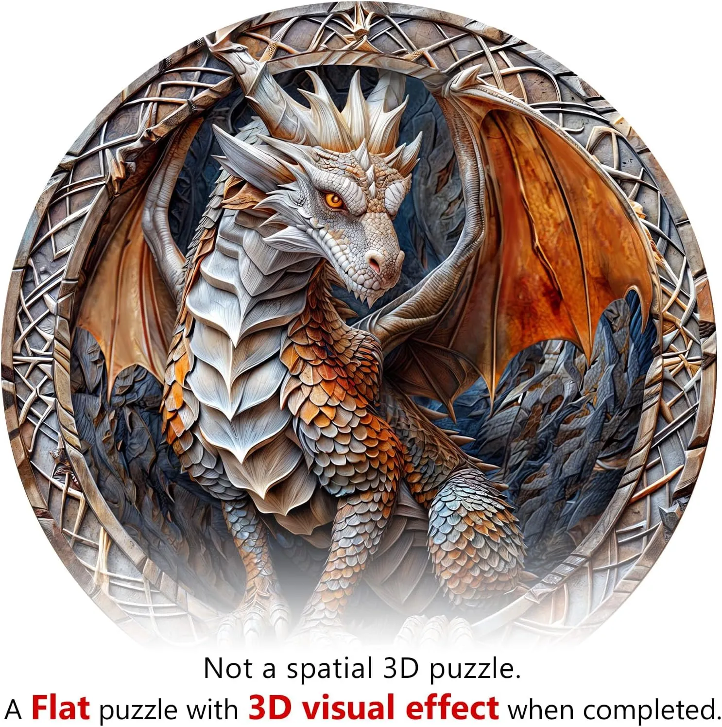 Wooden Puzzles for Adults With 3D Visual Effect - Cave Dragon Puzzle, Unique Gift for Women Men (M-11.4 * 11.4in 200pcs)