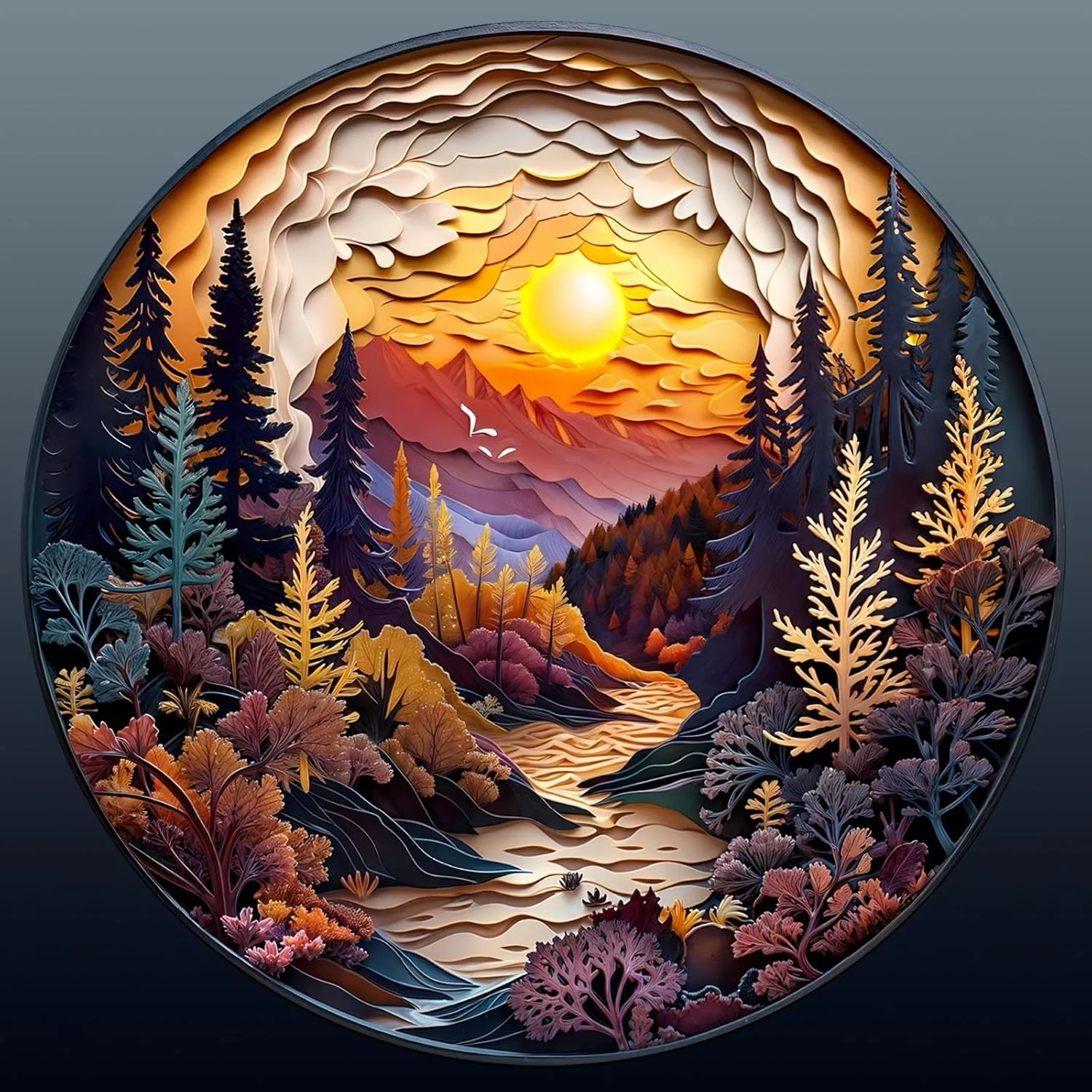Wooden Puzzles for Adults, Wooden Jigsaw Puzzles for Adults Kids, 3D Sunset Forest Unique Shaped Wood Puzzles Adult, Creative Birthday Gifts for Friends Family Game (11.4 * 11.4in 200pcs)