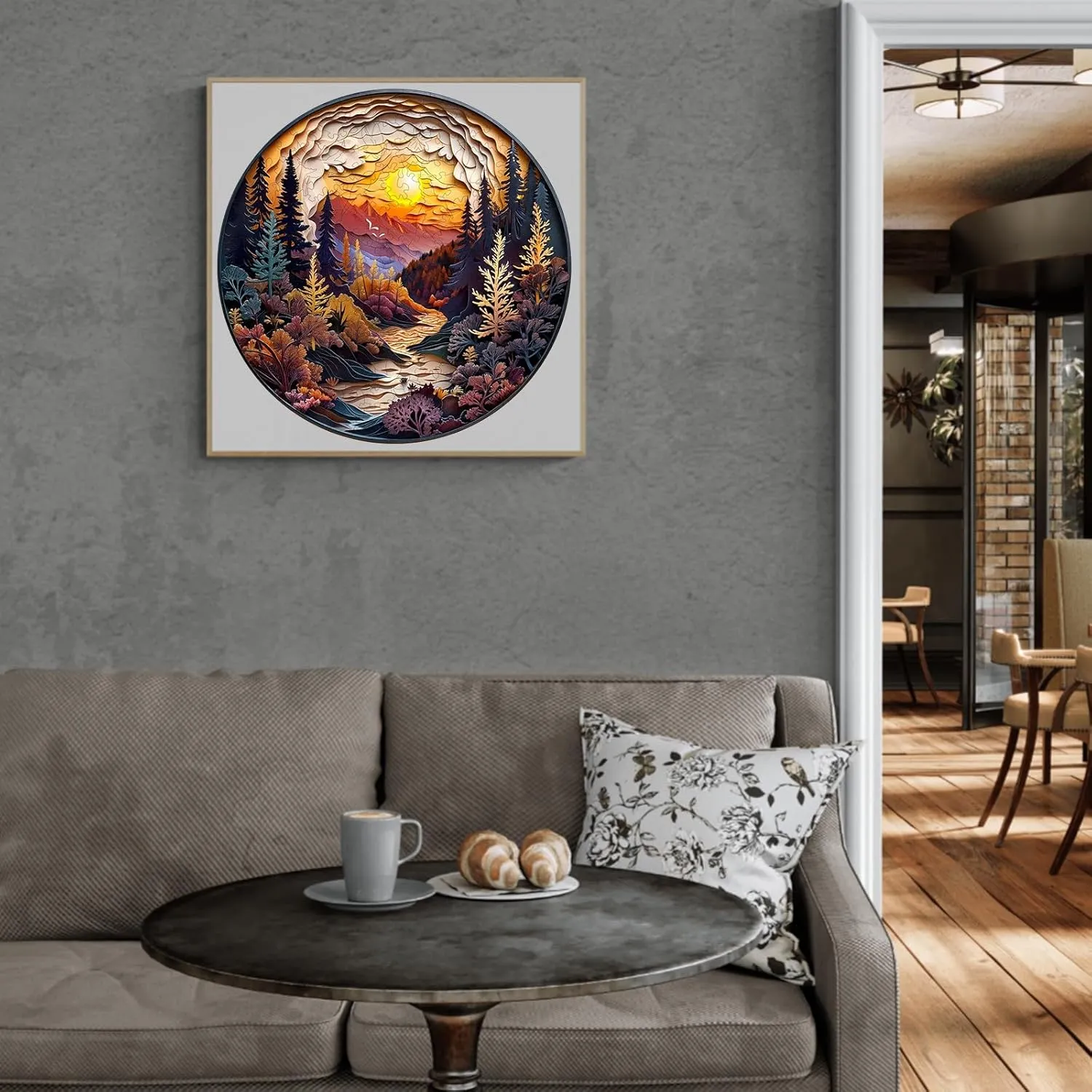 Wooden Puzzles for Adults, Wooden Jigsaw Puzzles for Adults Kids, 3D Sunset Forest Unique Shaped Wood Puzzles Adult, Creative Birthday Gifts for Friends Family Game (11.4 * 11.4in 200pcs)