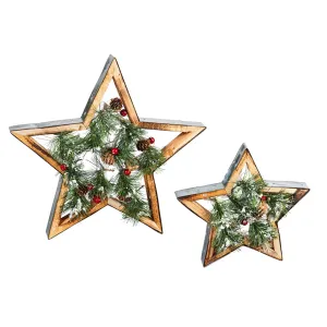 Wooden Star Table Decor, set of 2