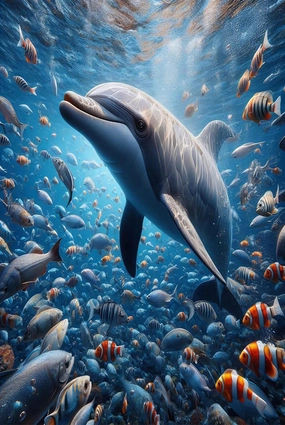 Wooden Jigsaw Puzzles for Adults 1500 Piece Dolphin Fish Challenging Family Leisure Toys Impossible Hard Difficult Kids Game Artistic Accessories DIY Puzzles for School Supplies