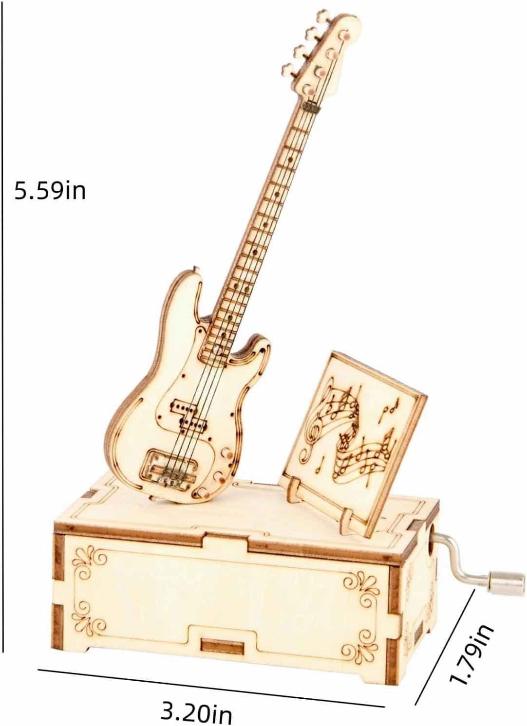 Wooden Puzzle 3D Wooden Music Box Kit Electric Bass DIY Model Building Crafts Desktop Decoration 3D Puzzle Toys Creative Gift for Teens and Adults
