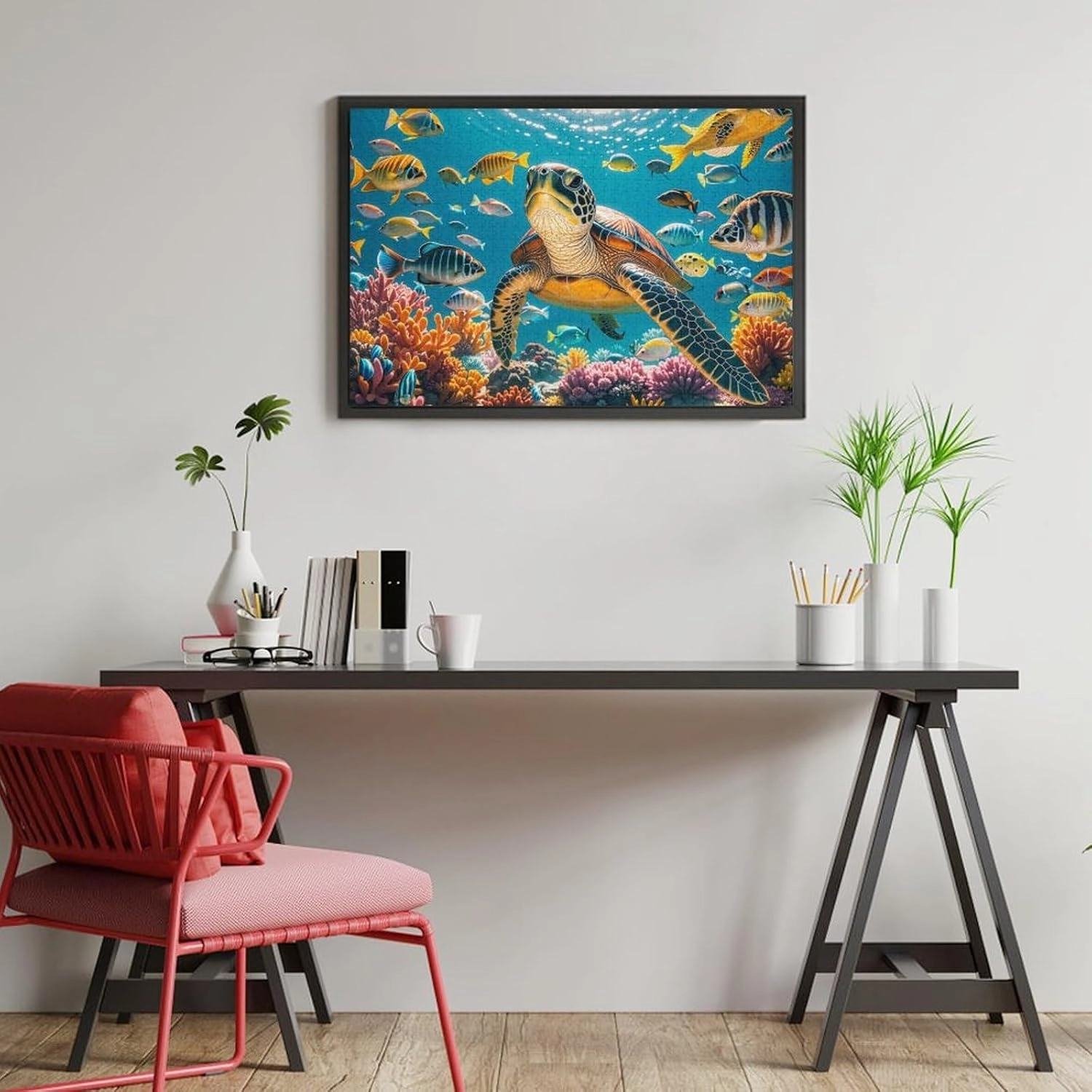 Wooden Puzzle - Turtles in a School of Fish Jigsaw Puzzles，Wooden Puzzles for Adults 1000 Pieces Unique Gifts for Wall Art，Challenge Puzzles，Educational Games，Family Puzzles
