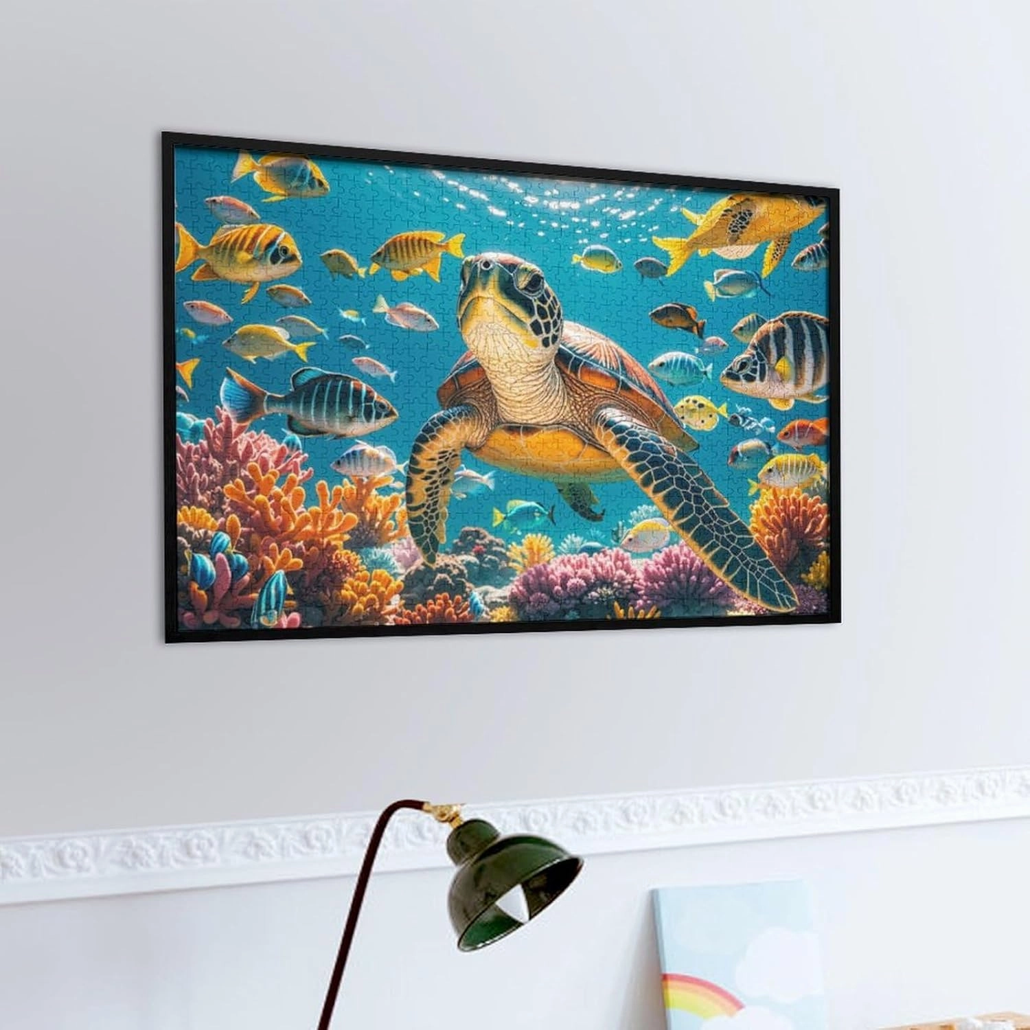 Wooden Puzzle - Turtles in a School of Fish Jigsaw Puzzles，Wooden Puzzles for Adults 1000 Pieces Unique Gifts for Wall Art，Challenge Puzzles，Educational Games，Family Puzzles