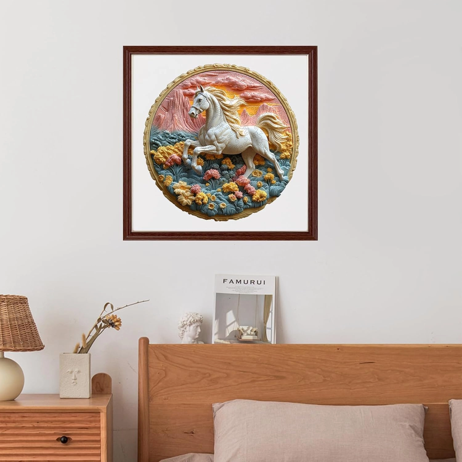 Wooden Puzzle for Adults 200 Piece - 3D Vision Effect Galloping White Horse Wooden Puzzle Unique Shape Advanced Wooden Jigsaw Puzzle, Wood Puzzles, Challenge Wooden Jigsaw Puzzle(11.2 x 11.2 in)