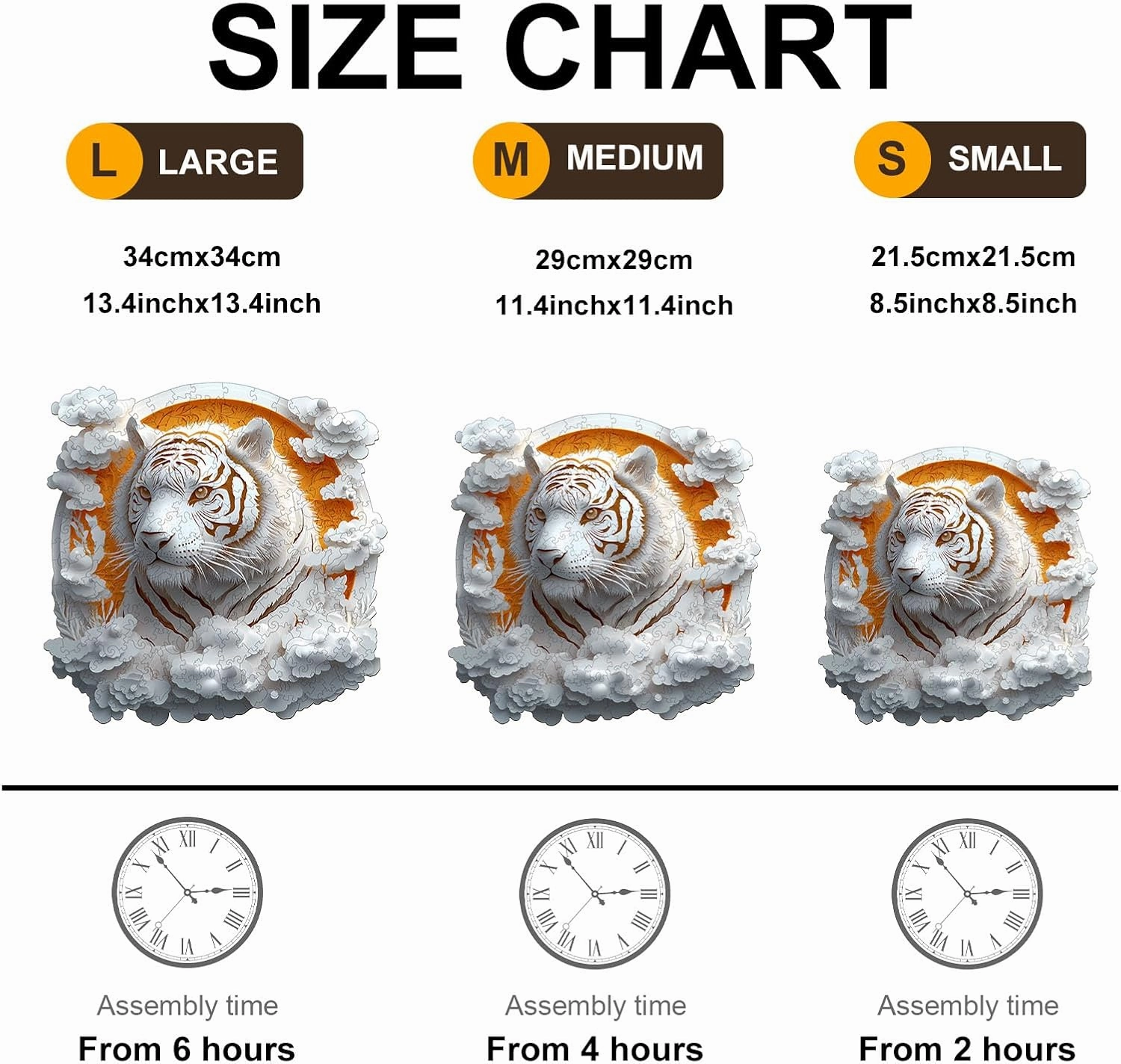Wooden Puzzle for Adults-3D Visual Effect Paper Tiger Wooden Puzzle Unique Shape Advanced Wooden Jigsaw Puzzle for Adult, Best Birthday Gifts,Halloween Challenge Craft (S-8.5 * 8.5in-100pcs)