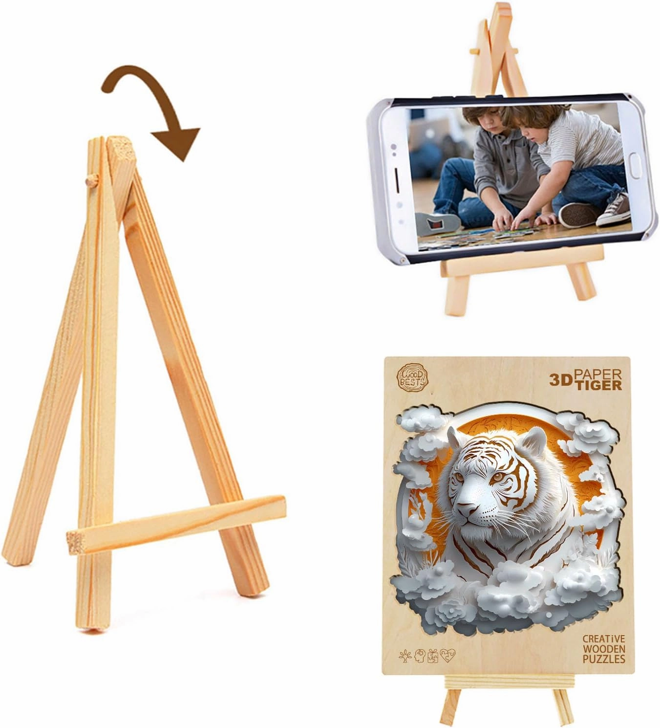 Wooden Puzzle for Adults-3D Visual Effect Paper Tiger Wooden Puzzle Unique Shape Advanced Wooden Jigsaw Puzzle for Adult, Best Birthday Gifts,Halloween Challenge Craft (S-8.5 * 8.5in-100pcs)