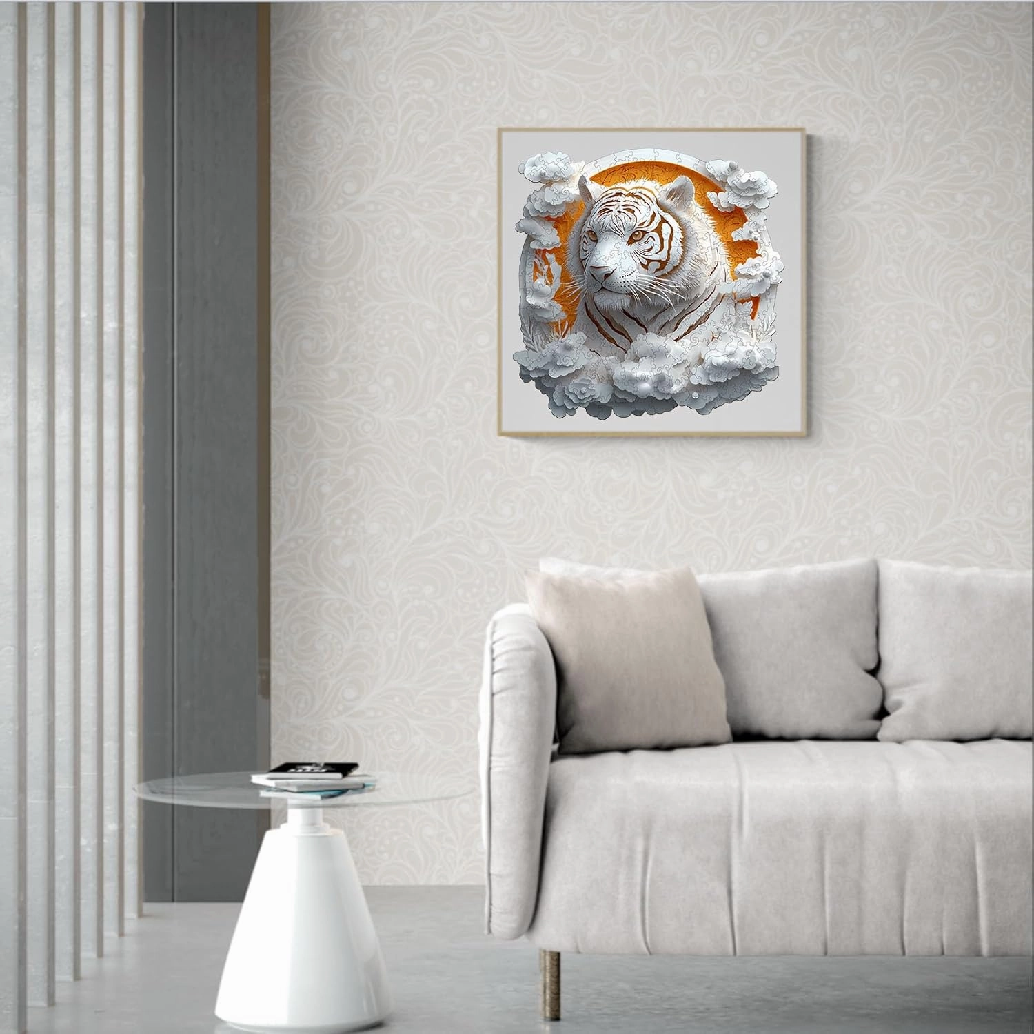 Wooden Puzzle for Adults-3D Visual Effect Paper Tiger Wooden Puzzle Unique Shape Advanced Wooden Jigsaw Puzzle for Adult, Best Birthday Gifts,Halloween Challenge Craft (S-8.5 * 8.5in-100pcs)