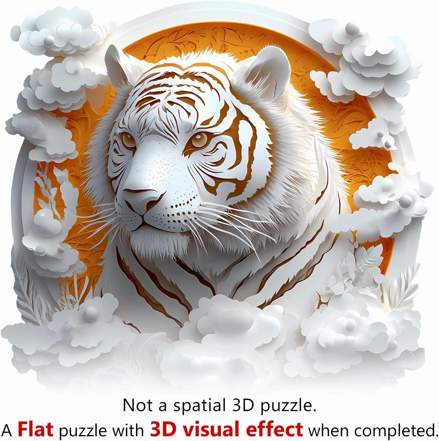 Wooden Puzzle for Adults-3D Visual Effect Paper Tiger Wooden Puzzle Unique Shape Advanced Wooden Jigsaw Puzzle for Adult, Best Birthday Gifts,Halloween Challenge Craft (S-8.5 * 8.5in-100pcs)