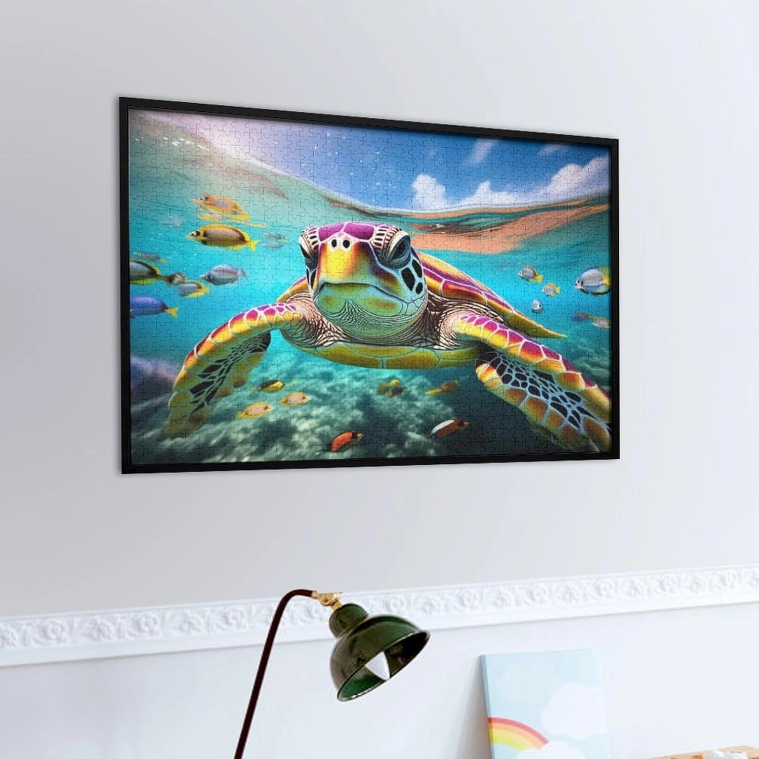 Wooden Puzzles for Adults 1000 Pieces，Turtles in a School of Fish Theme Jigsaw Puzzle，Suitable for Teenagers and Children Puzzles，Educational Games，Art Decorations，Holiday Birthday Gifts