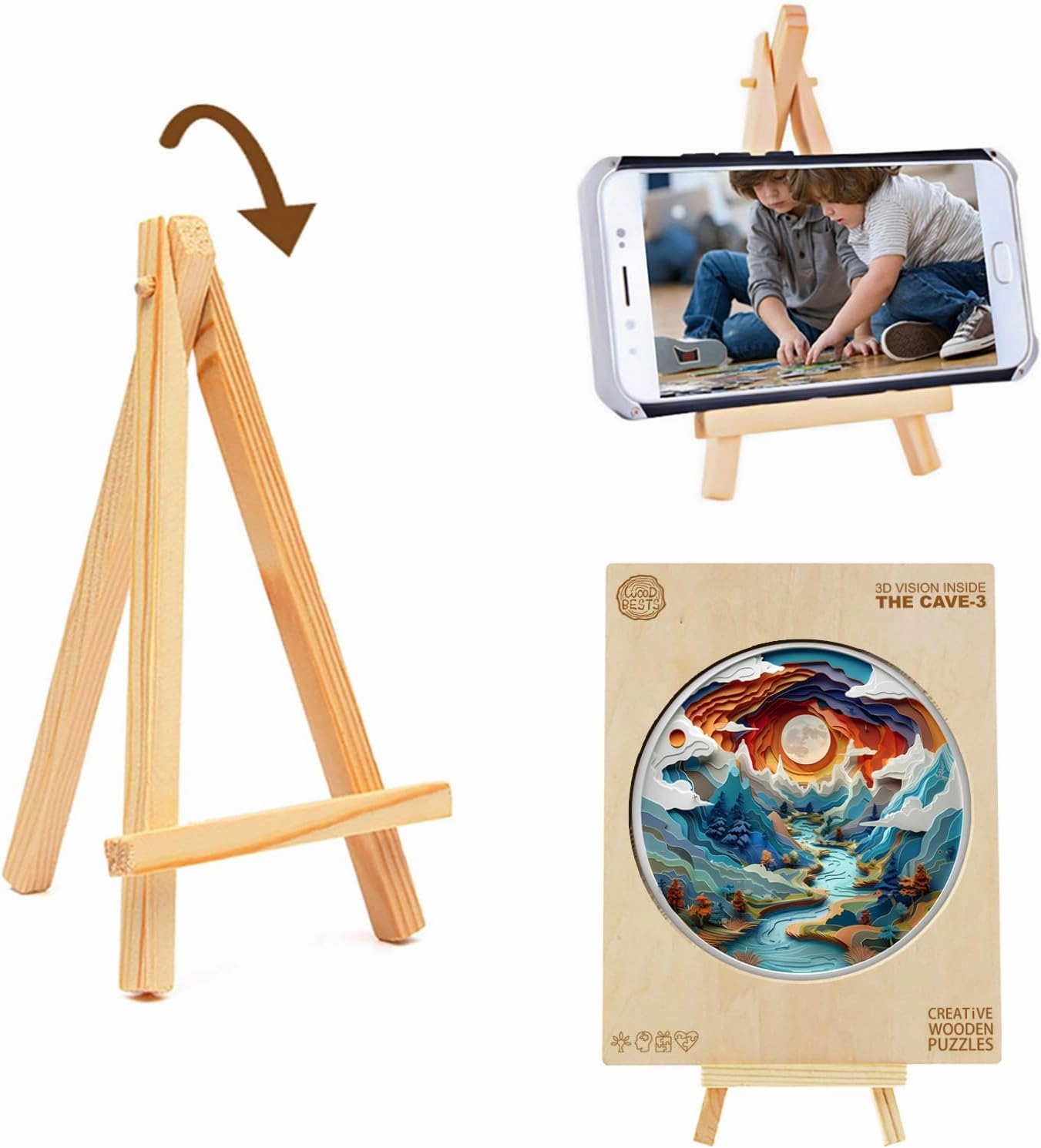 Wooden Puzzles for Adults, 3D Vision Inside Cave (M-200pcs) Wooden Jigsaw Puzzles Kids, Unique Shaped Animal Wood Puzzles, Wooden Animal Puzzles Birthday Gifts Family Game 11.4 * 11.4in
