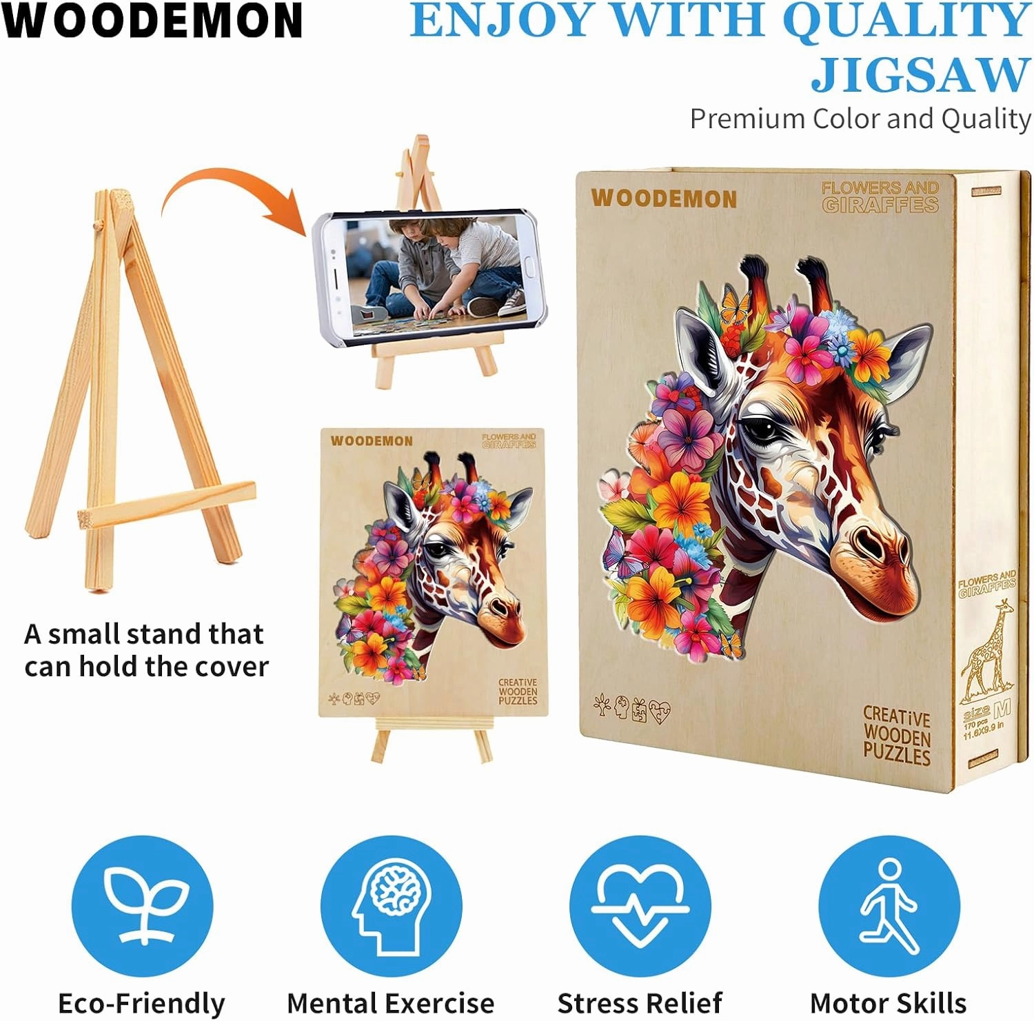 Wooden Puzzles for Adults, Flowers Giraffes (L-235pcs) Wooden Jigsaw Puzzles Kids, 13.6 * 11.5in Unique Shaped Animal Wood Puzzles Adults, Fathers Birthday Family Games