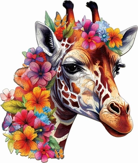Wooden Puzzles for Adults, Flowers Giraffes (L-235pcs) Wooden Jigsaw Puzzles Kids, 13.6 * 11.5in Unique Shaped Animal Wood Puzzles Adults, Fathers Birthday Family Games