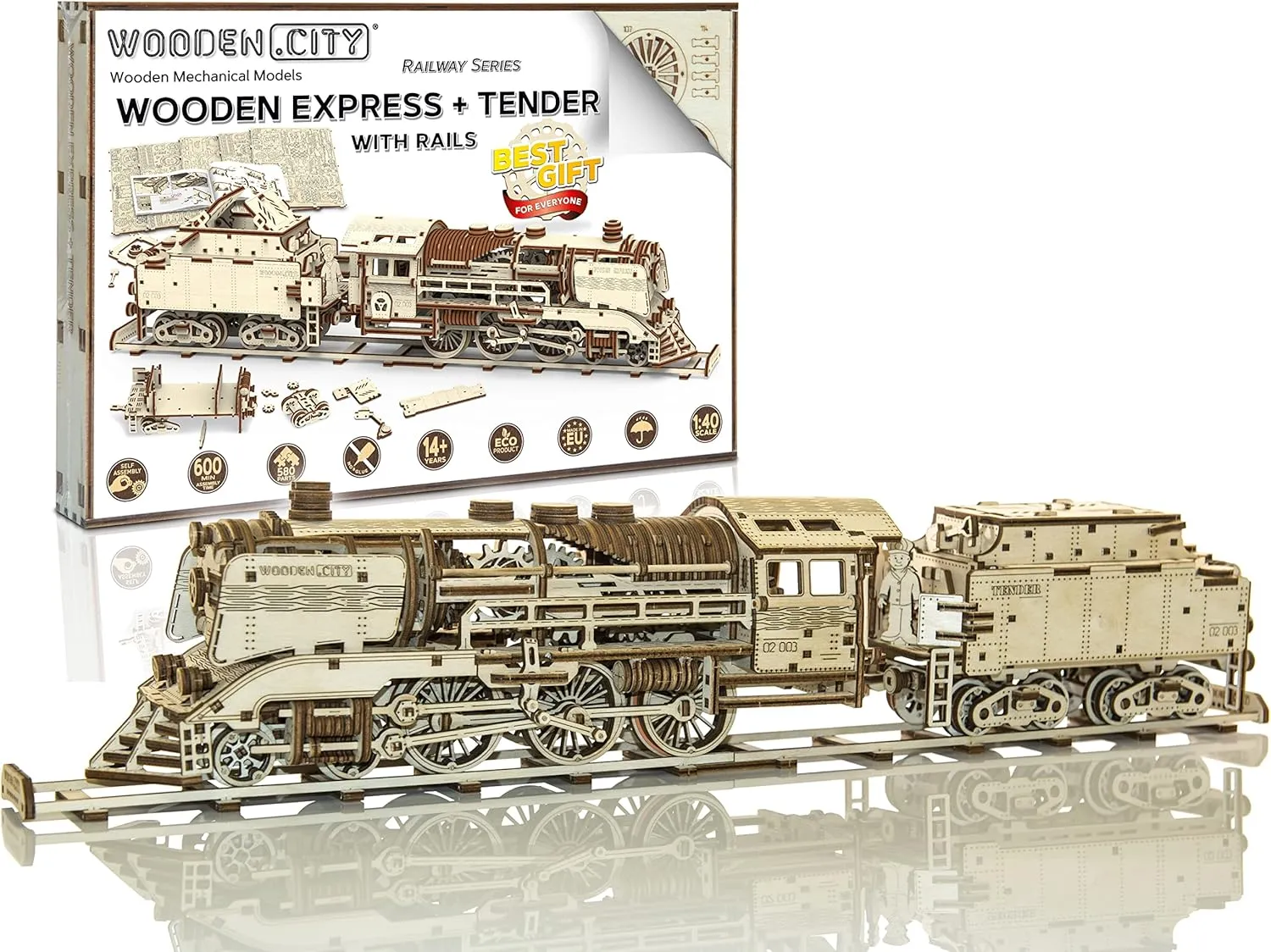 WOODEN.CITY Train Model Kits for Adults - 3D Wooden Puzzles - Trains for Adult - Made in EU