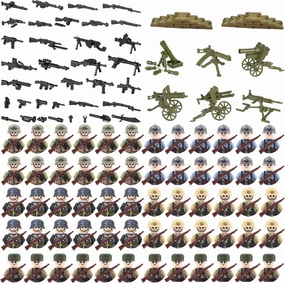 WW2 Building Set Action Figures with Weapon Accessories World War 2 Battle Pack, Idea Gifts for Kids (180 Pcs)