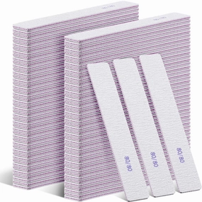 Xinnun 150 Pcs Nail Files 80/80 Grit Double Sides Professional Reusable Emery Board Nail Files for Acrylic Manicure Tools Suit for Home Salon