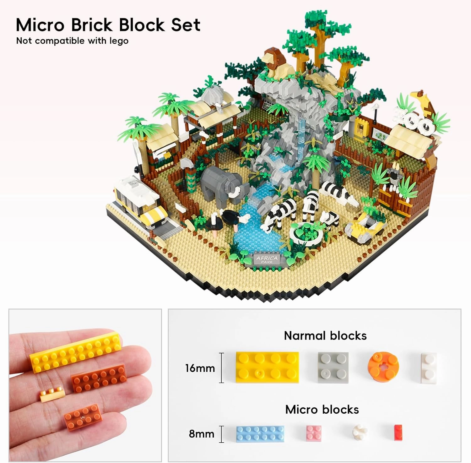 XIU Zoo Building Blocks Kit,(4800pcs) Animal Park Building Set with Animal Figures, MOC Building Toy Playset,Birthday Gift Idea for Kid Girls Boys 8 10 12 14