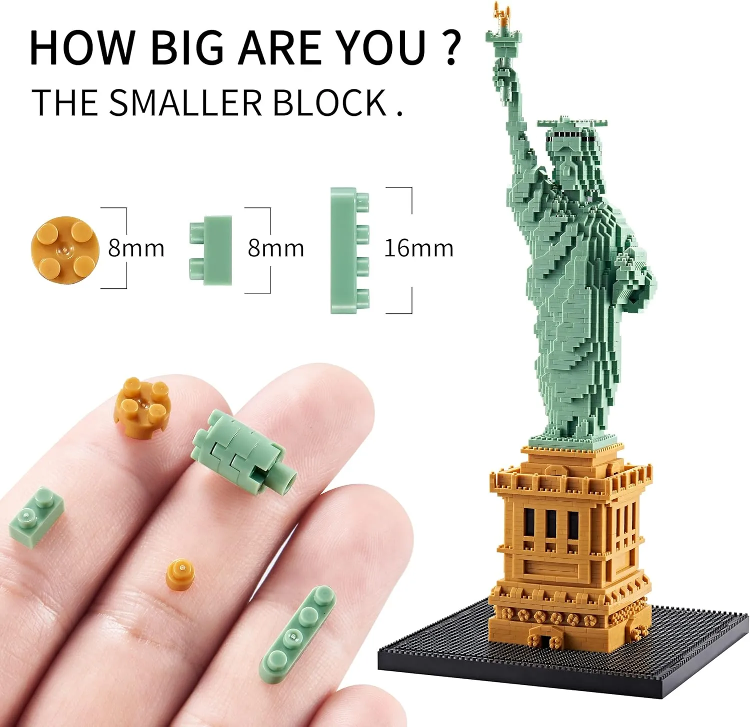 YaJie Statue of Liberty Mini Blocks Set (2810 PCS), Educational Architecture Model Kit for Teens & Adults, Creative DIY Landmark Building Toy, Ages 14 