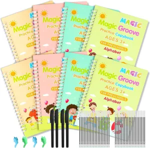 Yekidos 2 Sets Calligraphy Magic Reusable Copybooks Learn to Write Kids Age 3 4 5 6 7 8 Handwriting Practice Preschool Kits Activities Children Tracing Book School Supplies Disappearing Ink