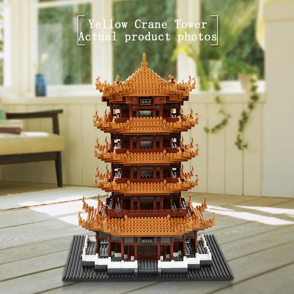 Yellow Crane Tower Building Sets Building Bricks,Chinese Ancient Famous Architecture Micro Building Blocks Toys,STEM Building Toys Model for Kids Boys Girls and Adults,4032PCS