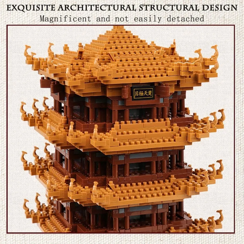 Yellow Crane Tower Building Sets Building Bricks,Chinese Ancient Famous Architecture Micro Building Blocks Toys,STEM Building Toys Model for Kids Boys Girls and Adults,4032PCS