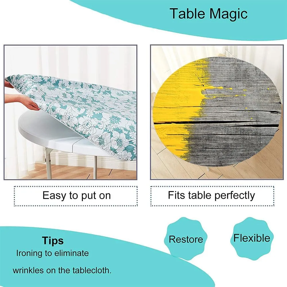 Yellow Round Fitted Tablecloth, Wooden Board Paint Splashes Brush Stroke Design Elements, Suitable for Wedding/Banquet/Restaurant/Party, Fit for 32" Table, Yellow Grey