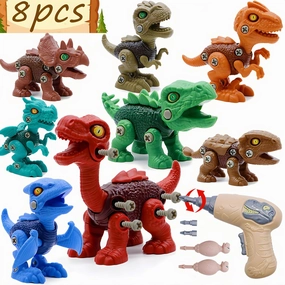 Yerloa 8pcs Dinosaur Toys for Kids 3-5 5-7, Dinosaur Take Apart Toys for Boys 3 4 5 6 7 8 Year Old Toddler Kids Birthday Easter Gifts Dino Toys STEM Construction Building Kids Toy with Electric Drill