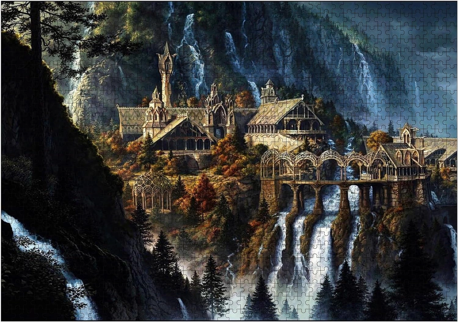 YINGJIEKISSU Tranquil Series - Waterfall Town Wooden Puzzles Toys- Wooden Puzzle Graduation or Birthday Gift Home Decor - 1000 Piece Jigsaw Puzzle for Adult