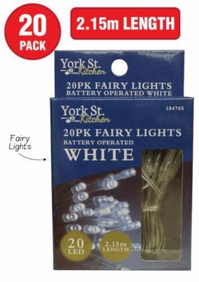 York St. Battery Operated Fairy Lights White 20 LED Bulbs 2.15 Metres 184705