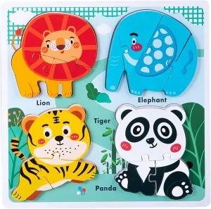 Zoo Safari Animal Toddler Puzzles Ages 1-3, Wooden Puzzles for Toddlers 2-4, Fun Educational Toys for 18-36 Months Baby,Crafted Wood Birthday Gifts for 24  Month Little Girls Boys